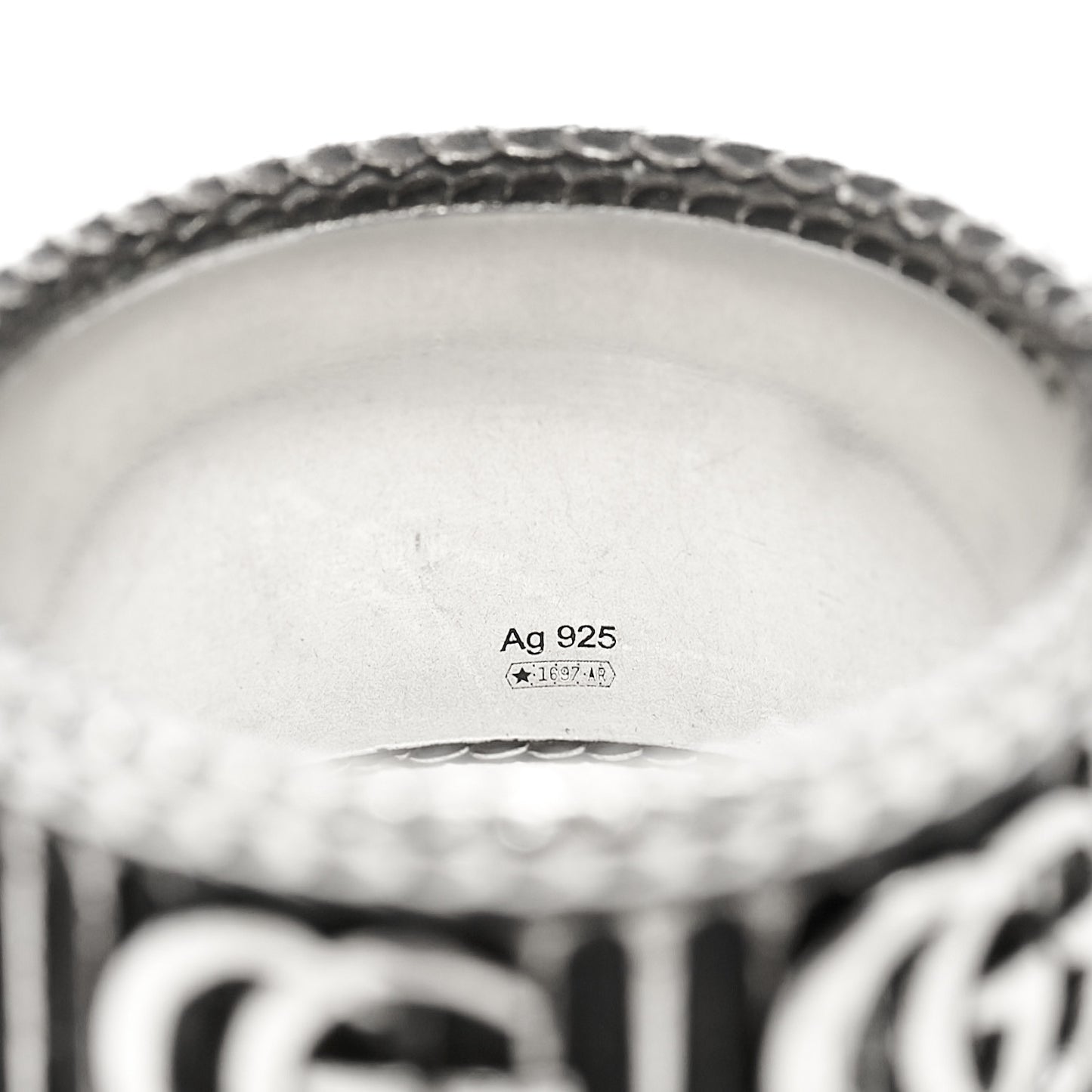 Sterling Silver GG Marmont Snake Band Ring 62 10