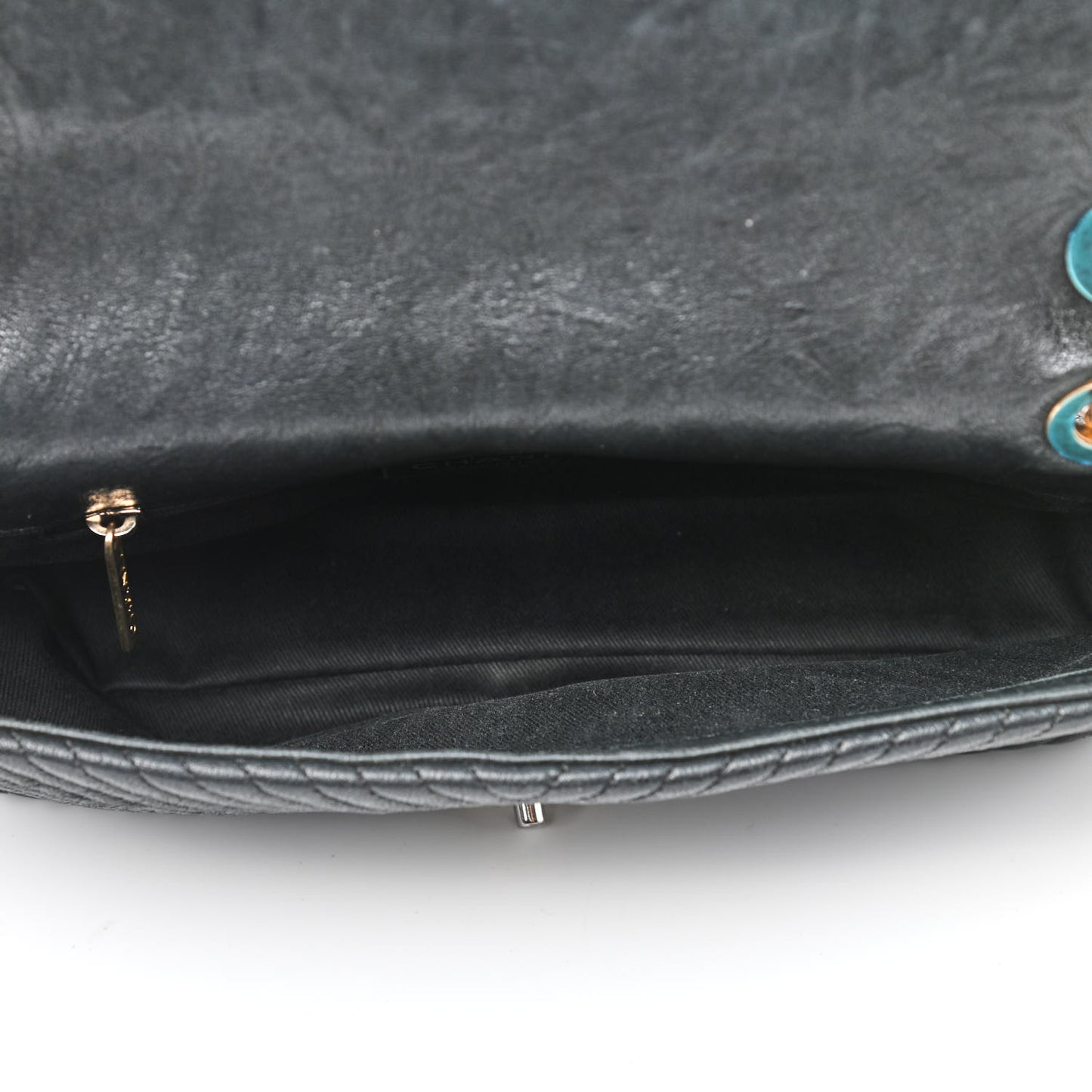 Calfskin Surpique Chevron Small Flap Black