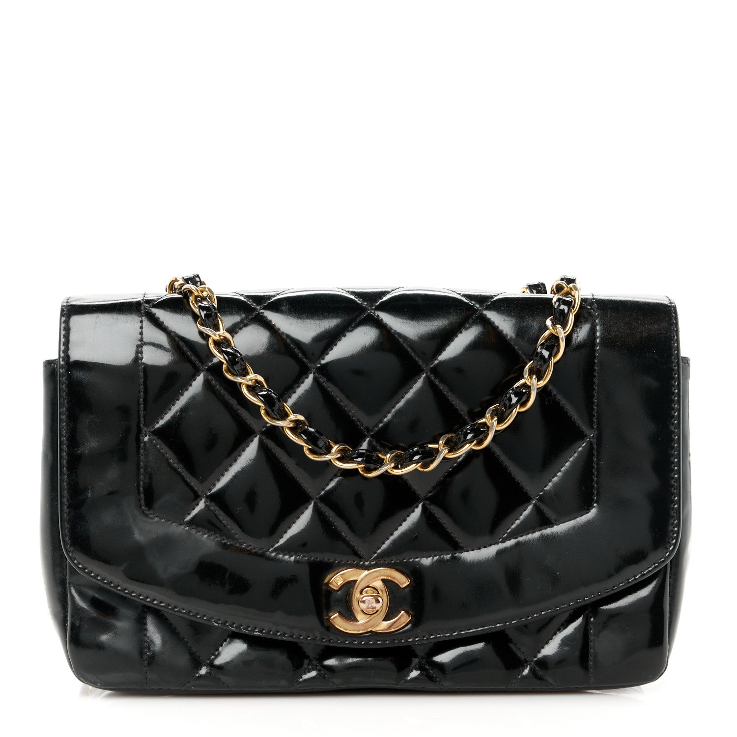 Chanel Patent Lambskin Quilted Small Single Flap Black 1 of 12