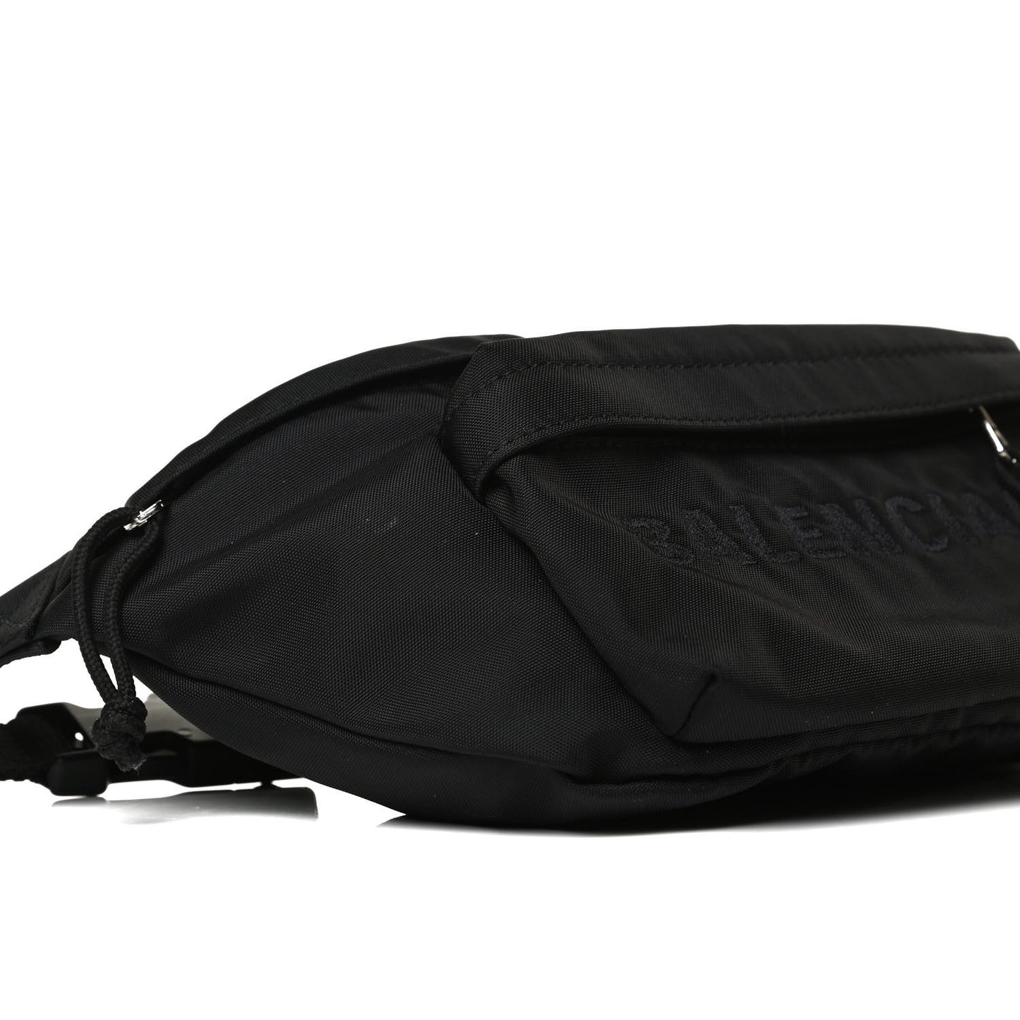 Textured Sport Nylon Logo Embroidered Wheel Beltpack Black