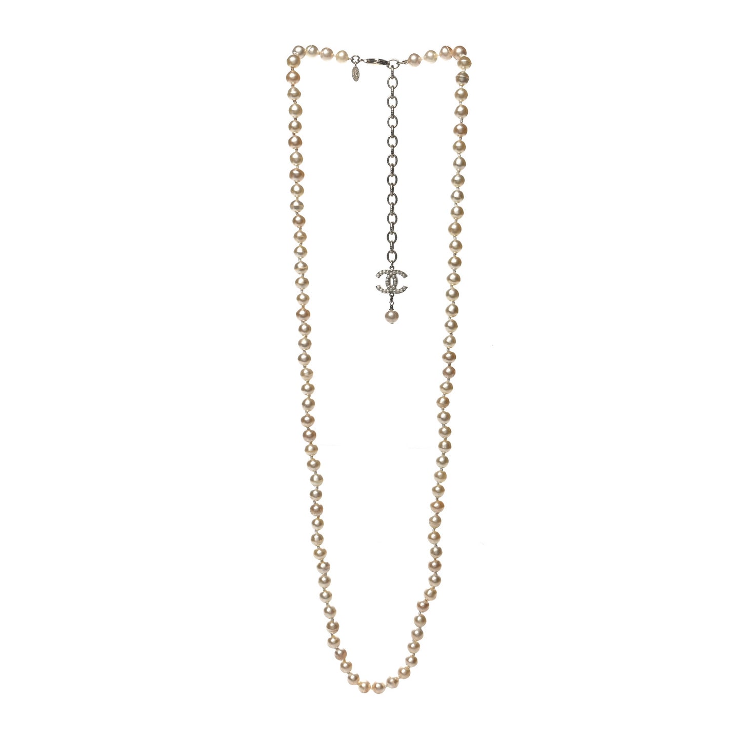 Pearl CC Long Necklace Gold