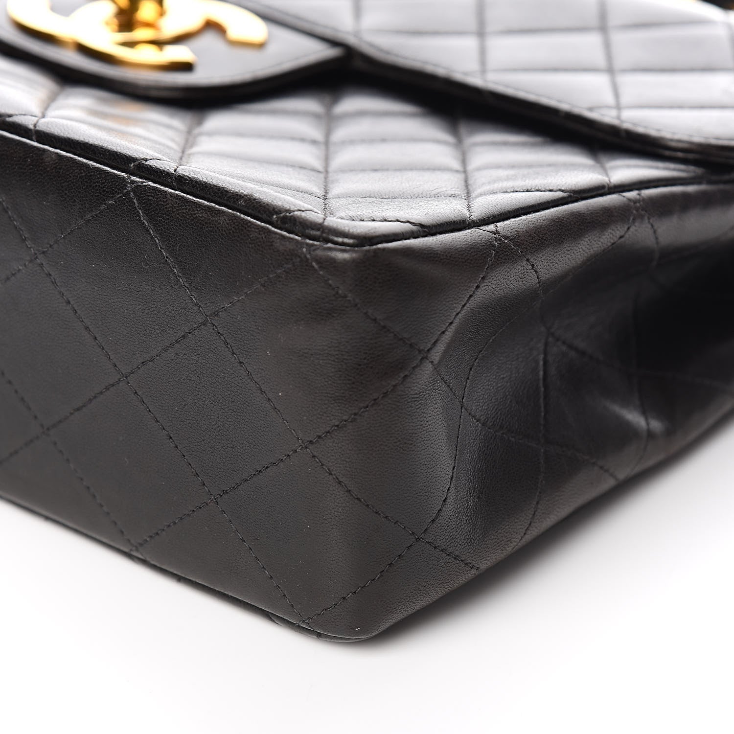 Chanel Lambskin Quilted XL Jumbo Single Flap Black 10 of 13