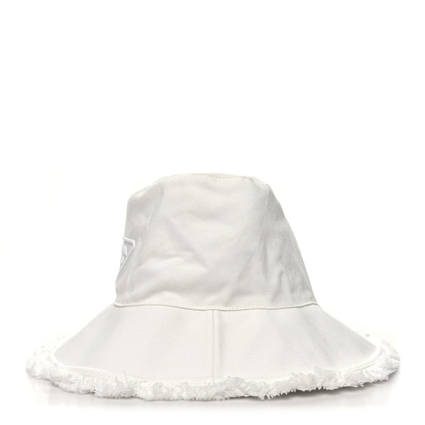 Drill Nylon Triangle Logo Embroidered Womens Wide Brim Hat M White
