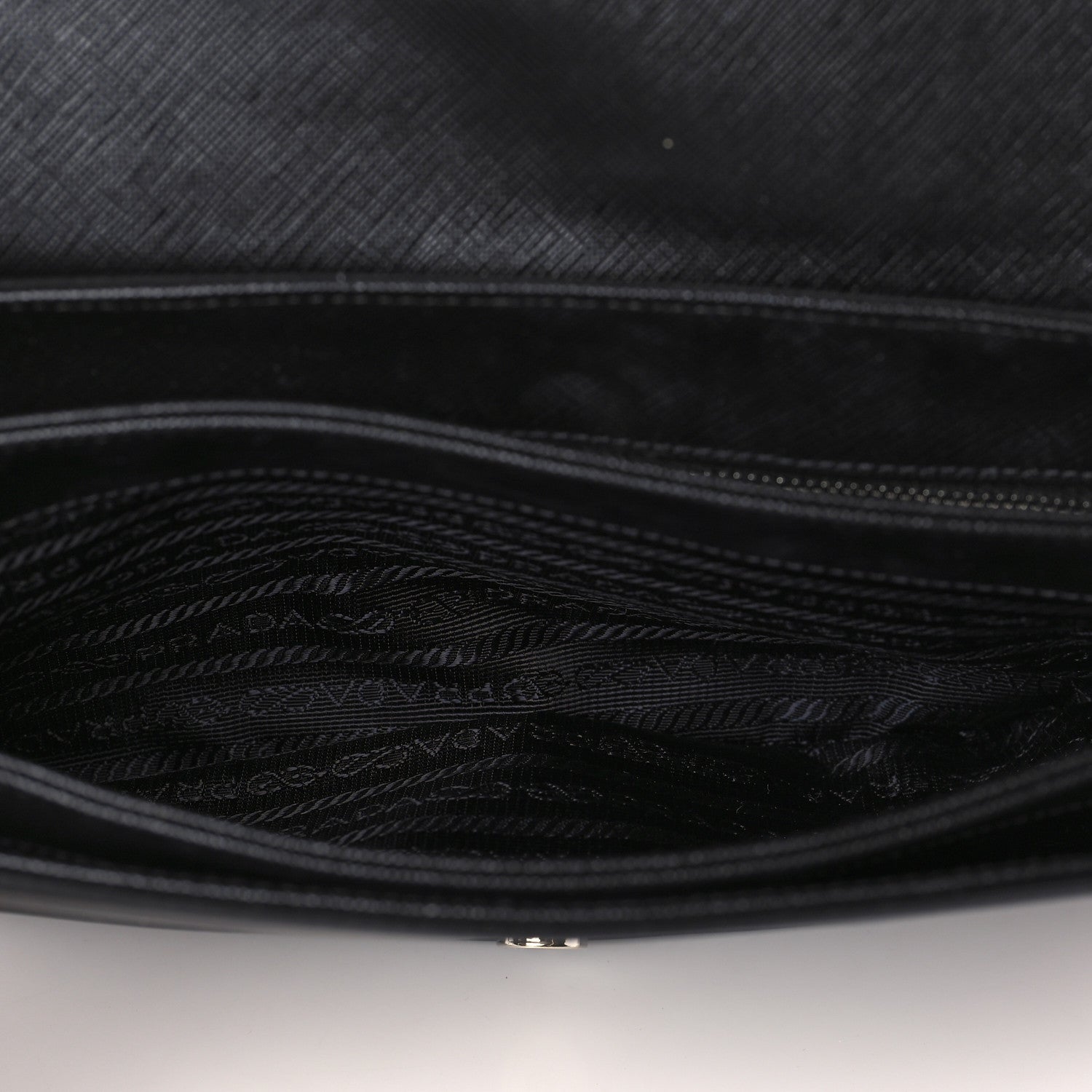 Prada Saffiano Tessuto Nylon Chain Shoulder Bag Black 5 of 8