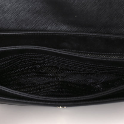 Prada Saffiano Tessuto Nylon Chain Shoulder Bag Black 5 of 8