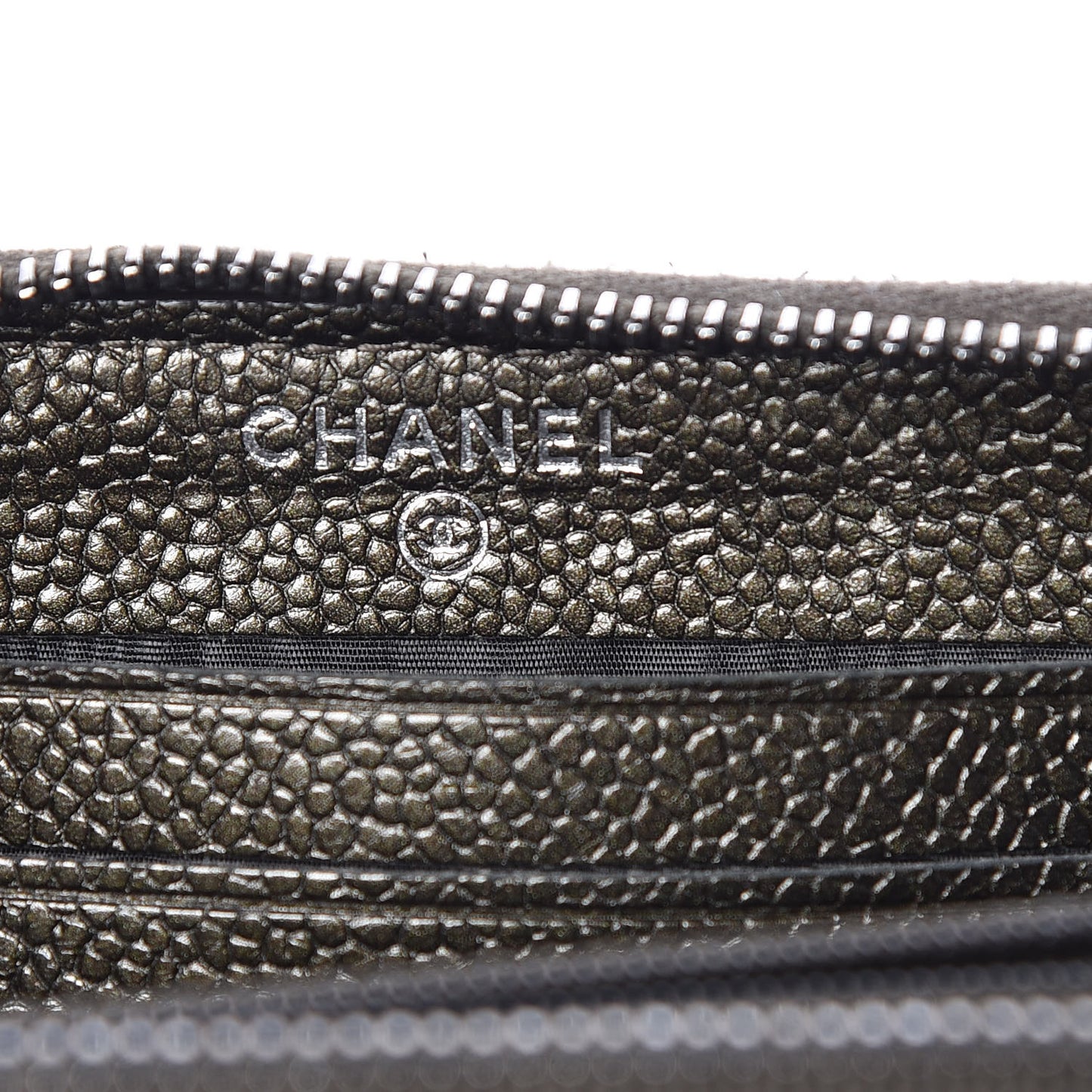 Caviar Quilted Medium Zip Around Wallet Dark Charcoal
