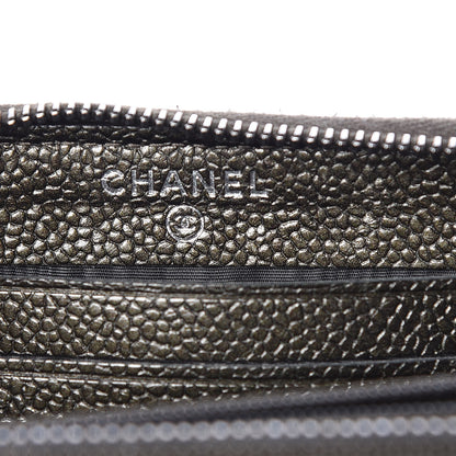 Chanel Caviar Quilted Medium Zip Around Wallet Dark Charcoal 6 of 9