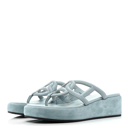 Hermes Nappa Gipsy Sandals 38 Vert D'eau 3 of 12