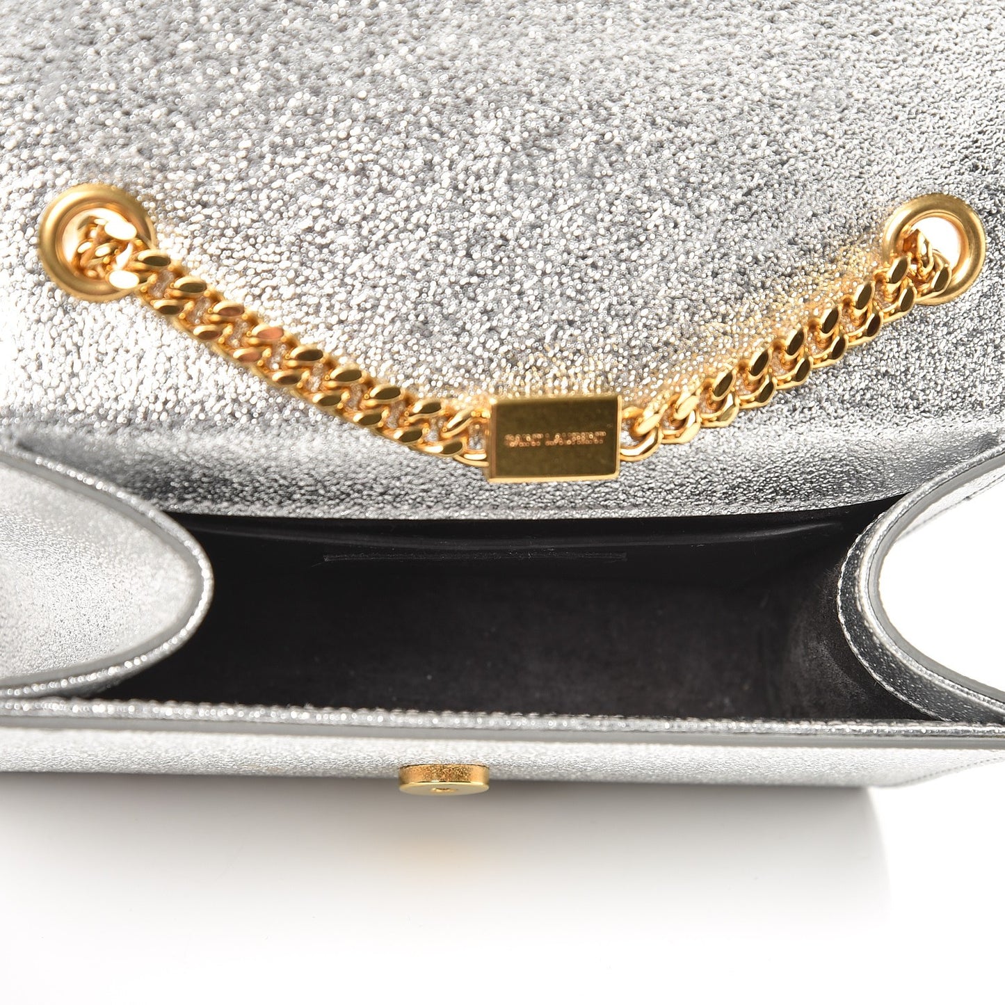 Metallic Calfskin Small Classic Monogram Kate Satchel Pale Gold