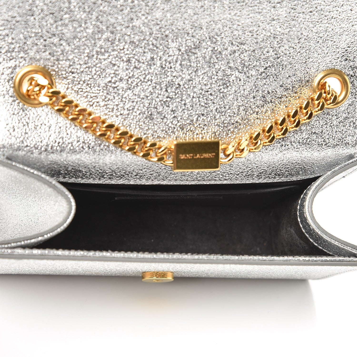 Saint Laurent Metallic Calfskin Small Classic Monogram Kate Satchel Pale Gold 5 of 6