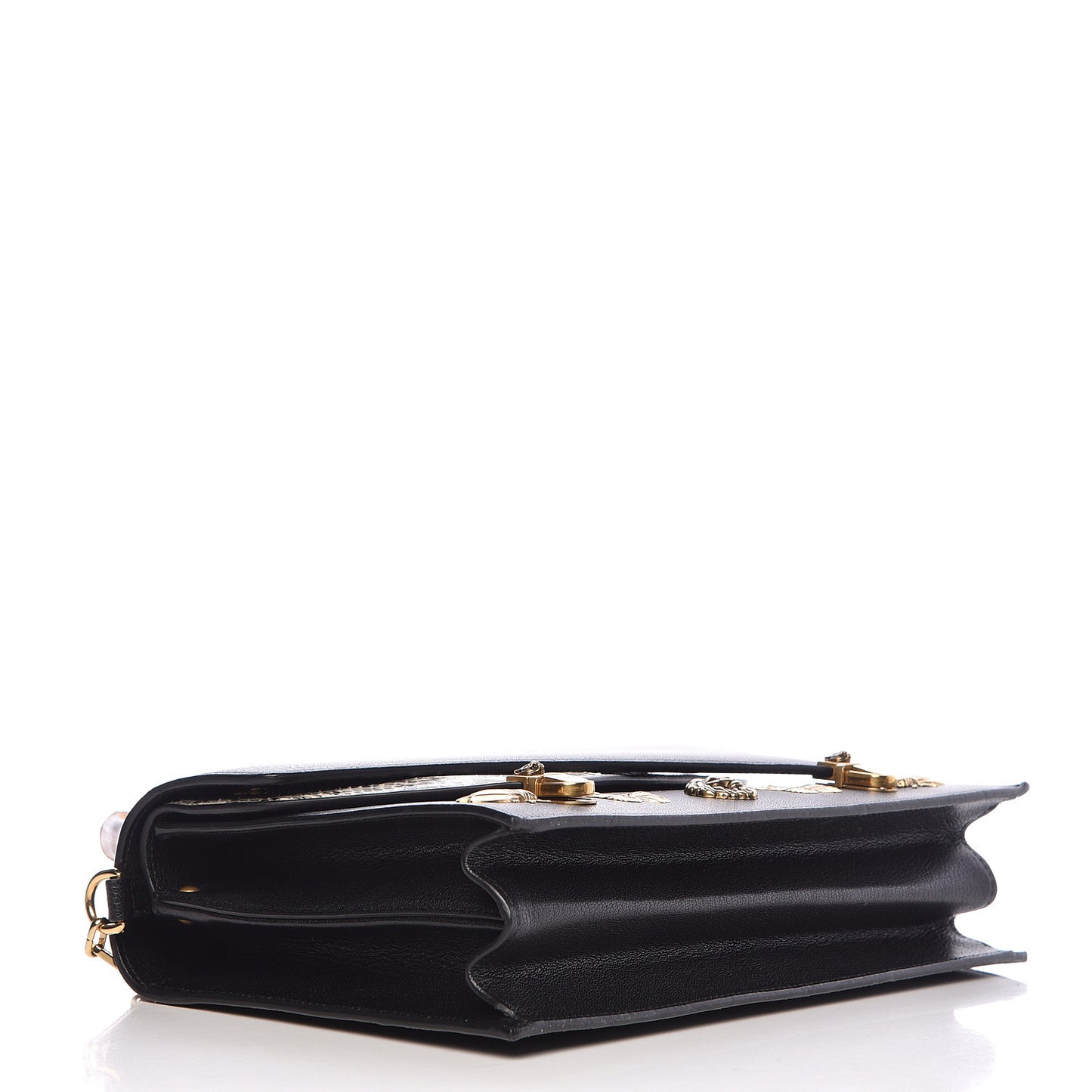 Calfskin Snakeskin Studded Medium Ottilia Top Handle Bag Black