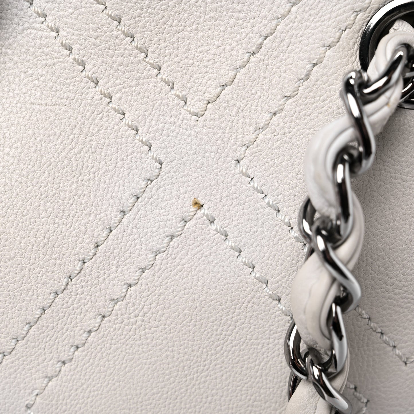 Calfskin Small Diamond Stitch Tote White