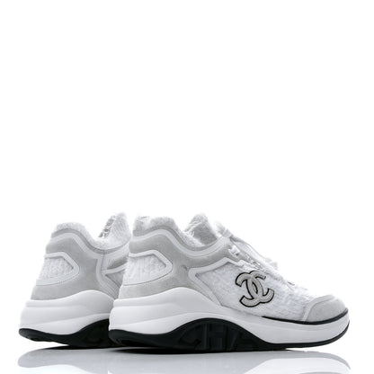 Chanel Wool Suede Calfskin CC Sneakers 36 White 4 of 7