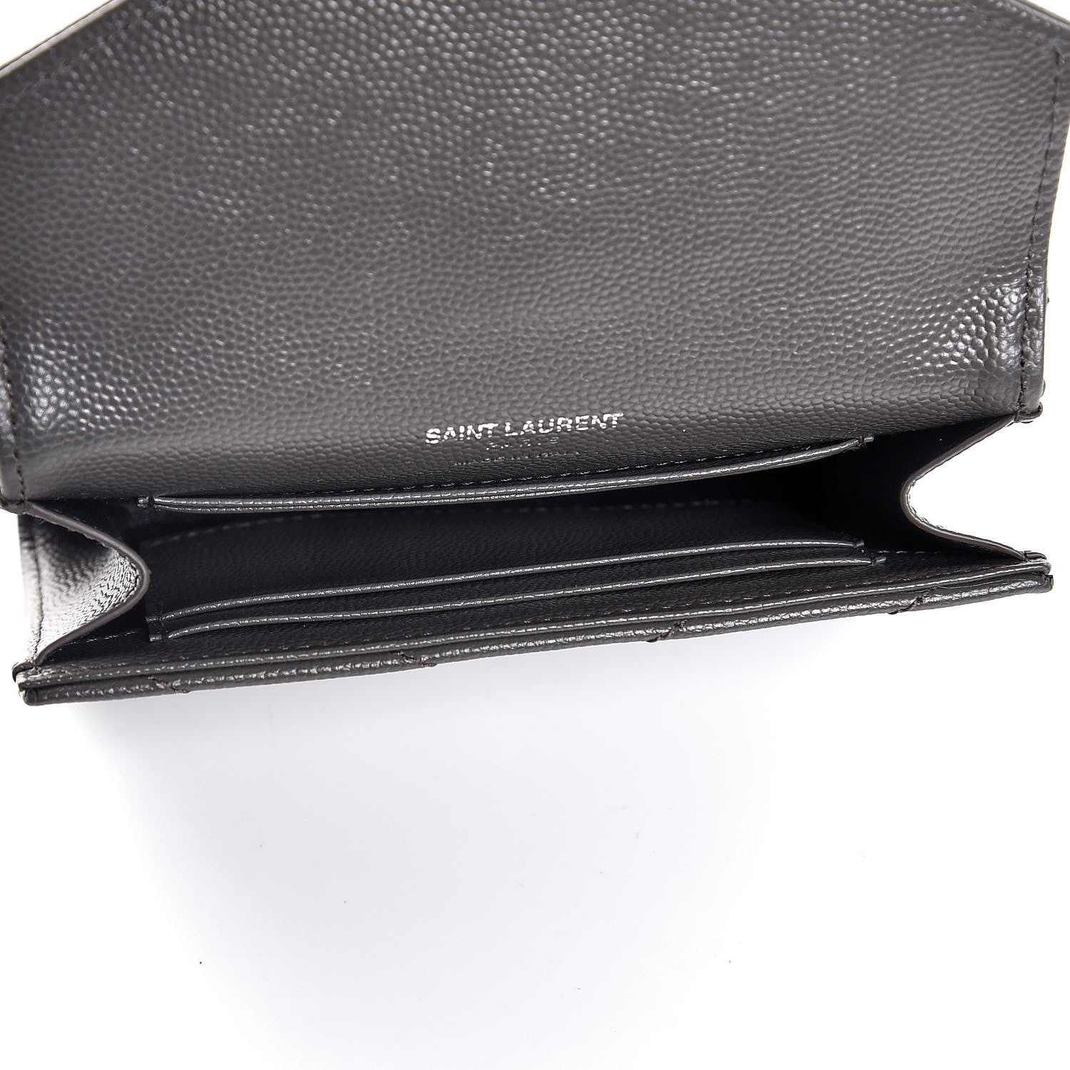 Saint Laurent Grain De Poudre Matelasse Chevron Small Monogram Envelope Wallet Earth 5 of 7