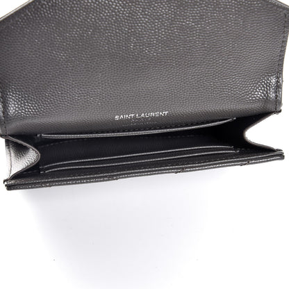 Saint Laurent Grain De Poudre Matelasse Chevron Small Monogram Envelope Wallet Earth 5 of 7