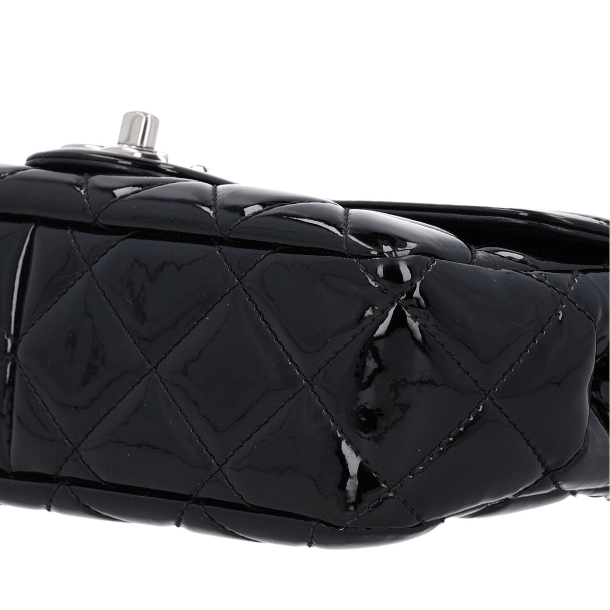 Patent Quilted Small Coco Shine Flap Black
