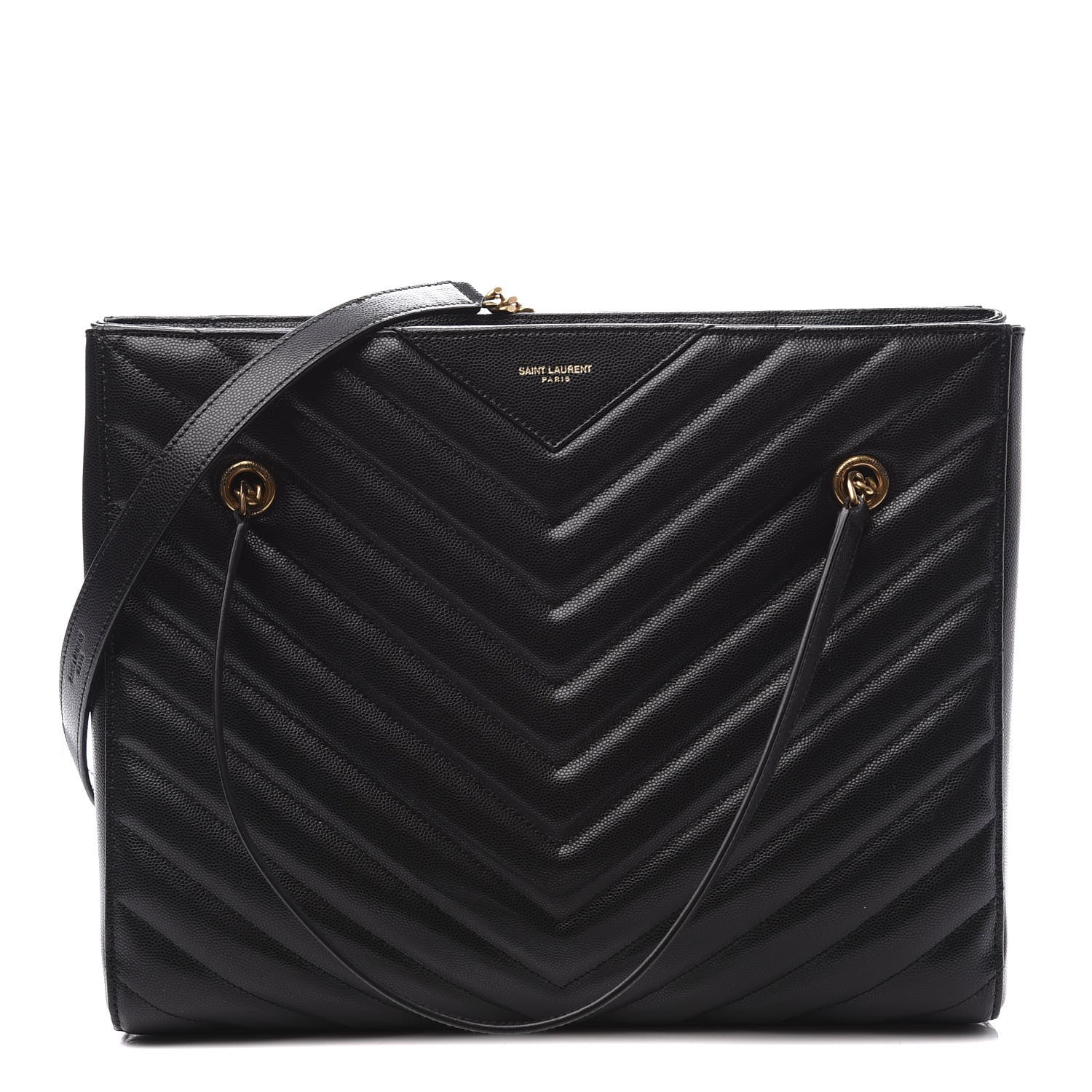 Saint Laurent Grain De Poudre Matelasse Chevron Medium Tribeca Shopping Bag Black 1 of 10