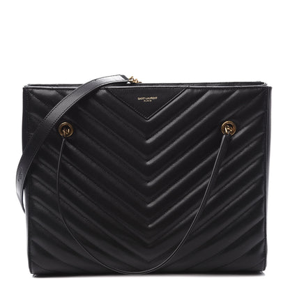 Saint Laurent Grain De Poudre Matelasse Chevron Medium Tribeca Shopping Bag Black 1 of 10