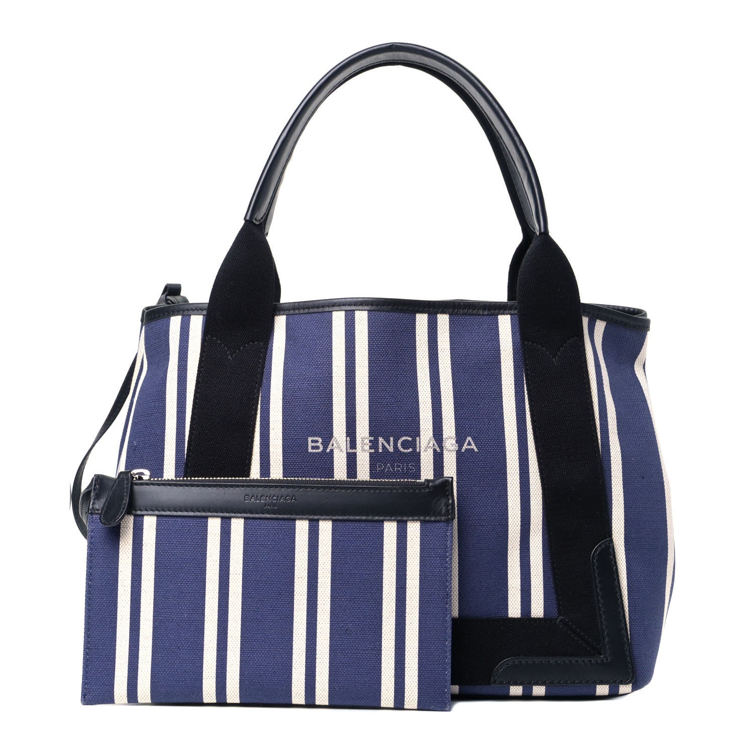 Balenciaga Canvas Striped S Navy Cabas Navy 1 of 5