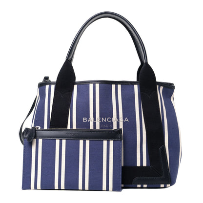 Balenciaga Canvas Striped S Navy Cabas Navy 1 of 5