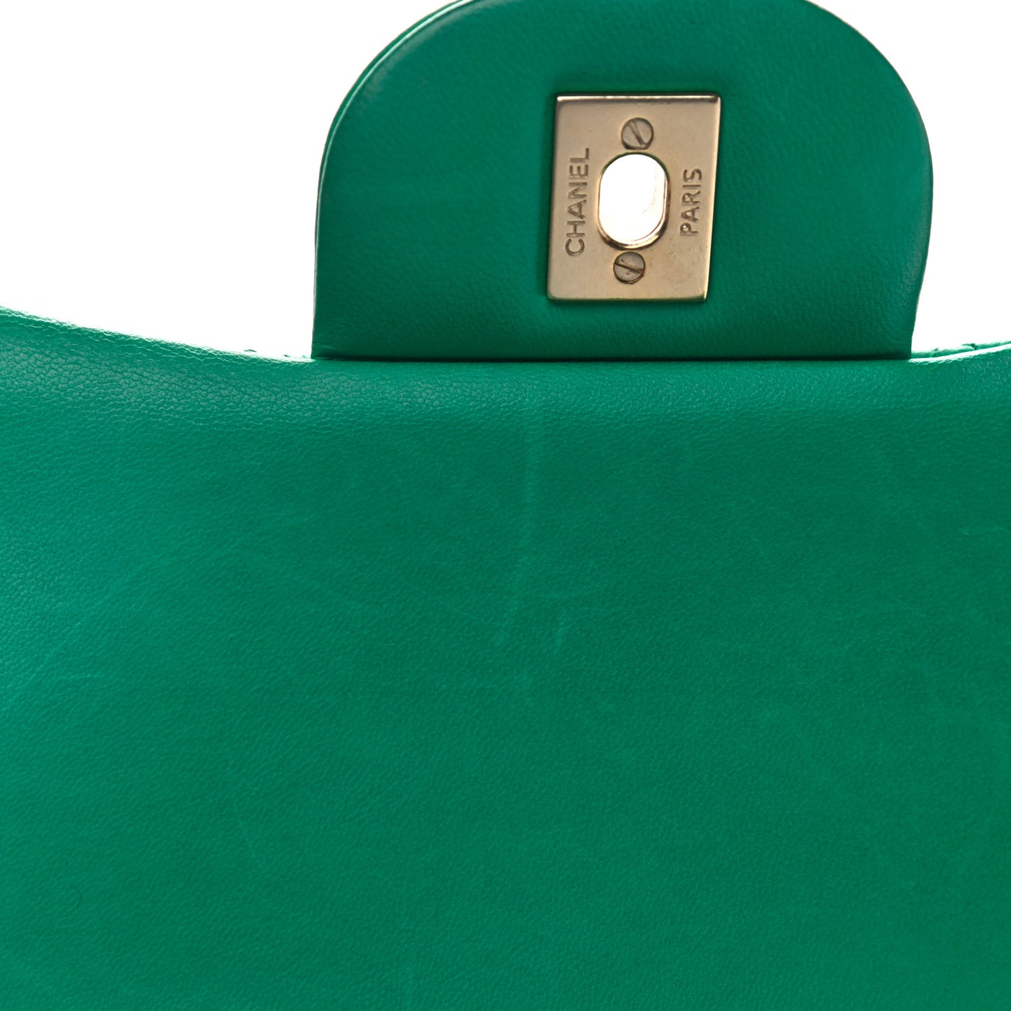 Lambskin Quilted Jumbo Double Flap Green