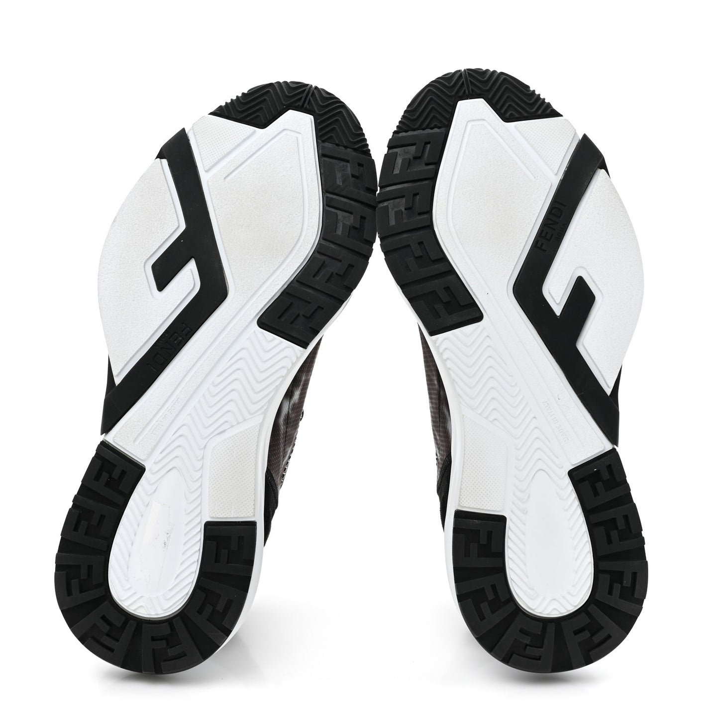 X SARAH COLEMAN Nylon Suede Lycra FF Vertigo Fendi Flow Low Top Sneakers 40 Transparent Black