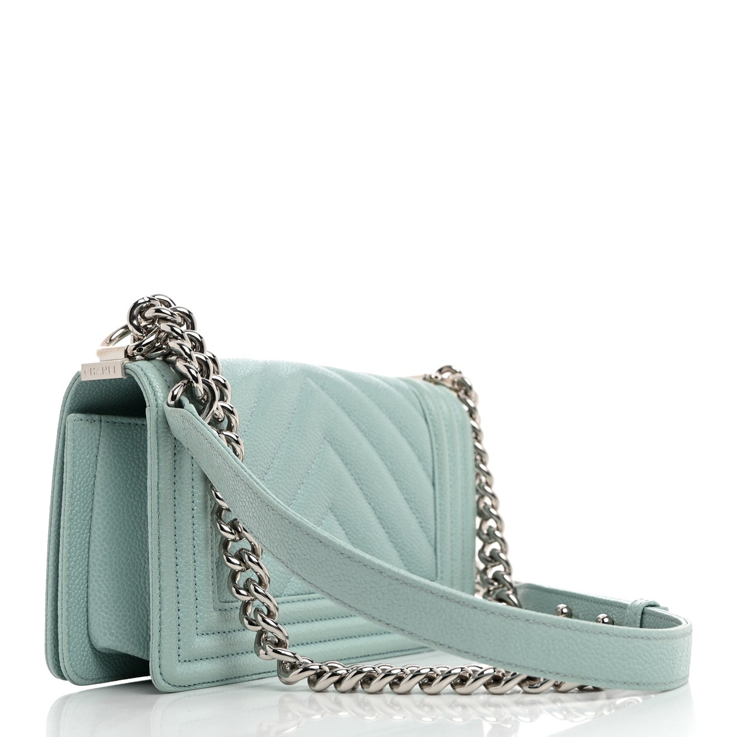 Chanel Caviar Chevron Quilted Small Boy Flap Light Blue 2 of 10