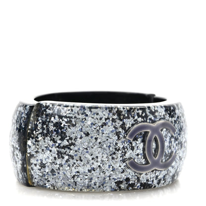 Chanel Resin Glitter CC Cuff Silver 3 of 6