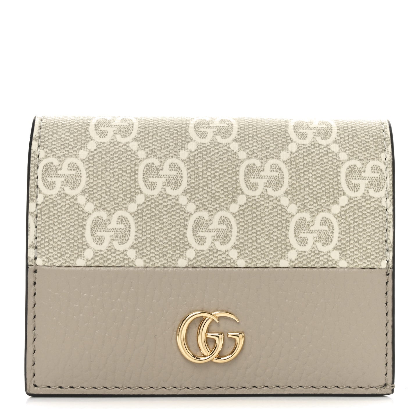 Dollar Calfskin GG Supreme Monogram GG Marmont Card Case Beige Mystic White Oatmeal