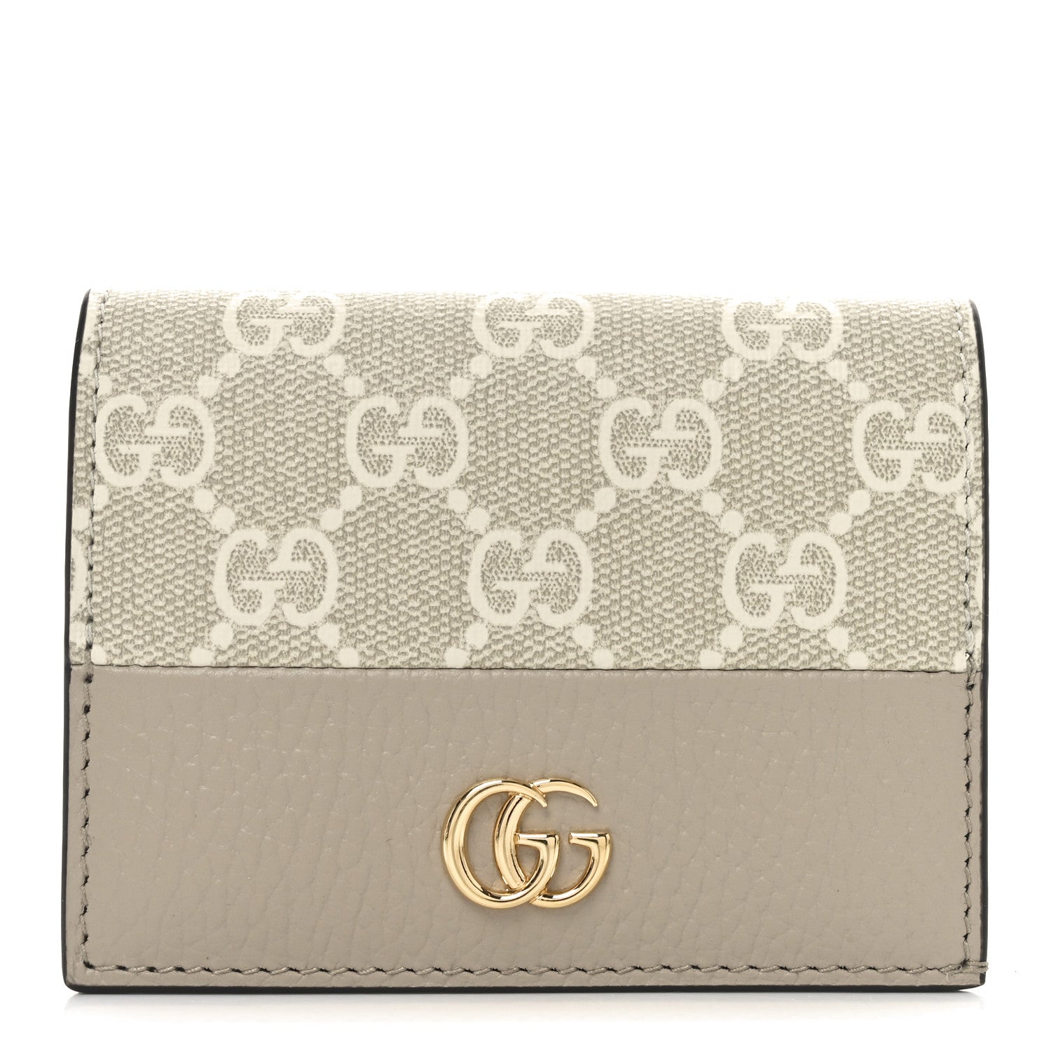 Gucci Dollar Calfskin GG Supreme Monogram GG Marmont Card Case Beige Mystic White Oatmeal 1 of 7