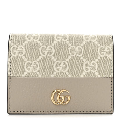 Gucci Dollar Calfskin GG Supreme Monogram GG Marmont Card Case Beige Mystic White Oatmeal 1 of 7
