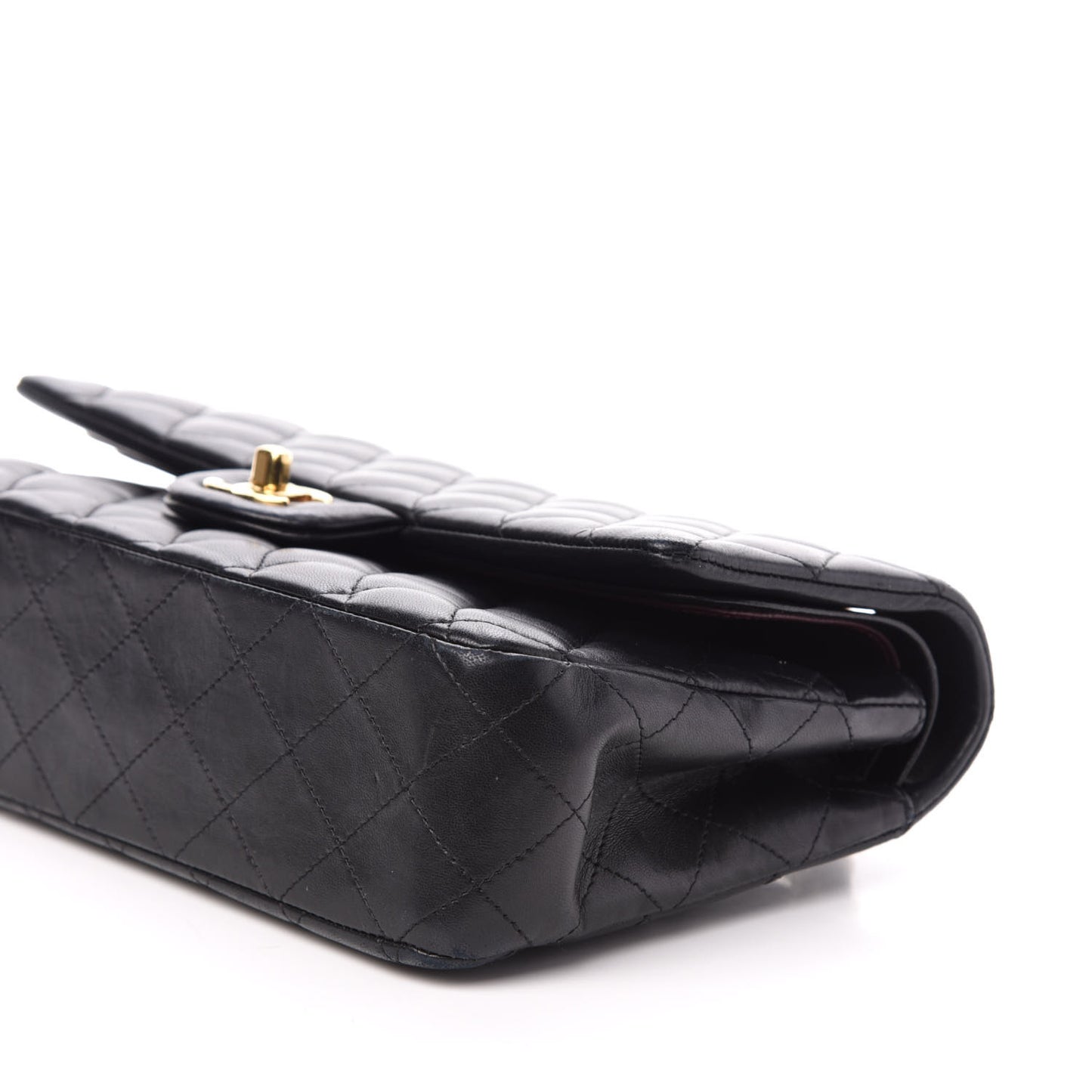 Lambskin Quilted Medium Double Flap Black