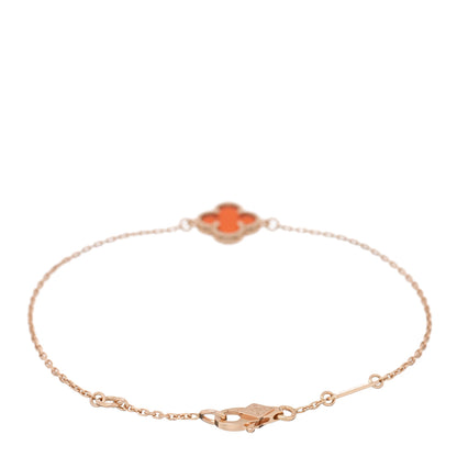 Van Cleef & Arpels 18K Rose Gold Carnelian Sweet Alhambra Bracelet 2 of 4