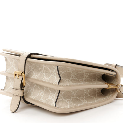 Gucci GG Supreme Monogram Textured Dollar Calfskin Mini Retro Interlocking G Flap Shoulder Bag Beige Mystic White Oatmeal 11 of 12