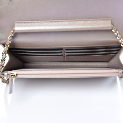 Chanel Iridescent Caviar Quilted Wallet On Chain WOC Beige 5 of 10
