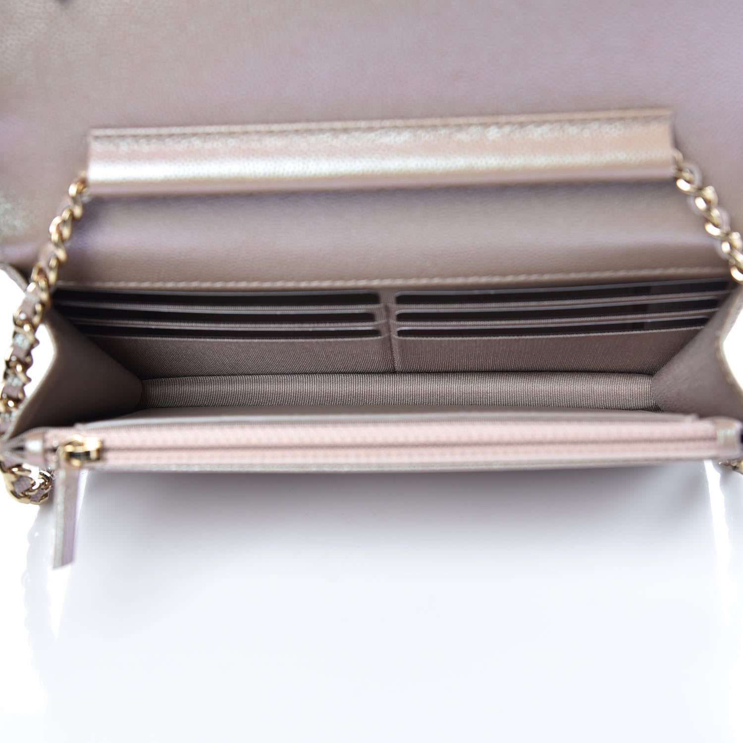 Chanel Iridescent Caviar Quilted Wallet On Chain WOC Beige 5 of 10