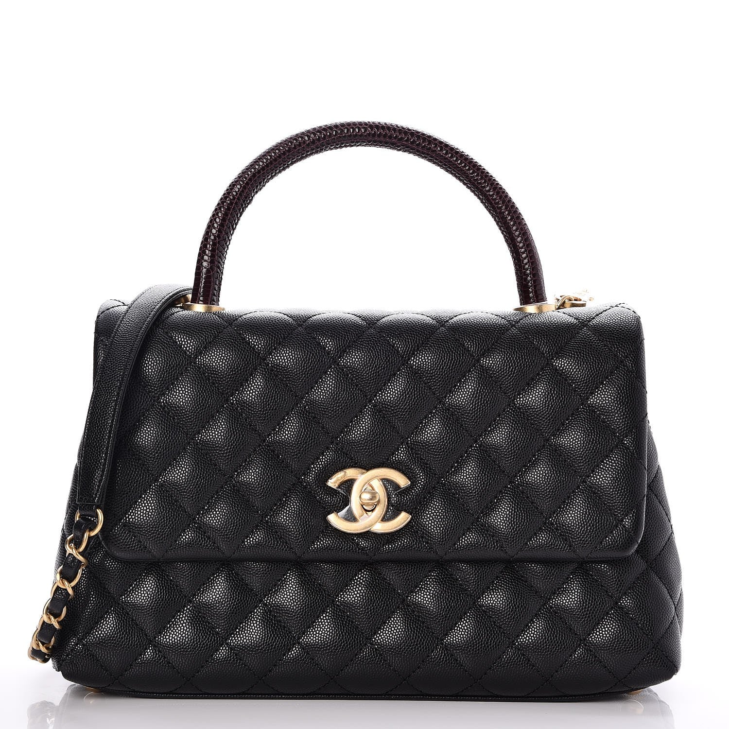 Chanel Caviar Lizard Quilted Small Coco Handle Flap Black 1 of 8