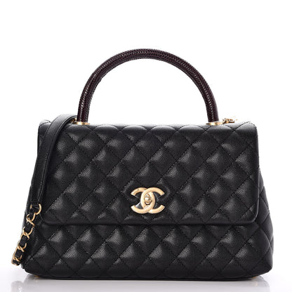 Chanel Caviar Lizard Quilted Small Coco Handle Flap Black 1 of 8