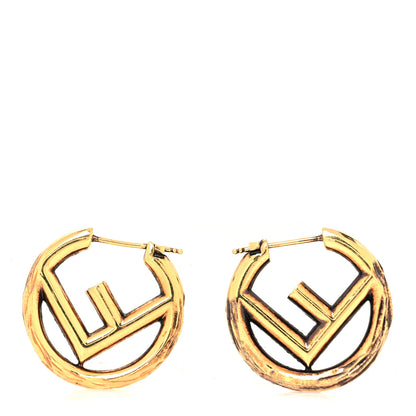 Fendi Metal FF Hoop Earrings Gold 1 of 6