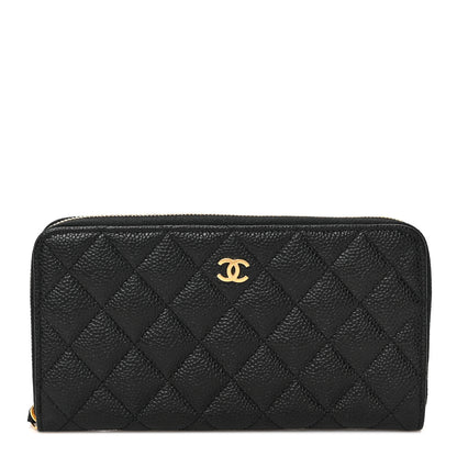 Chanel Caviar Quilted Large Gusset Zip Around Wallet Black 1 of 11