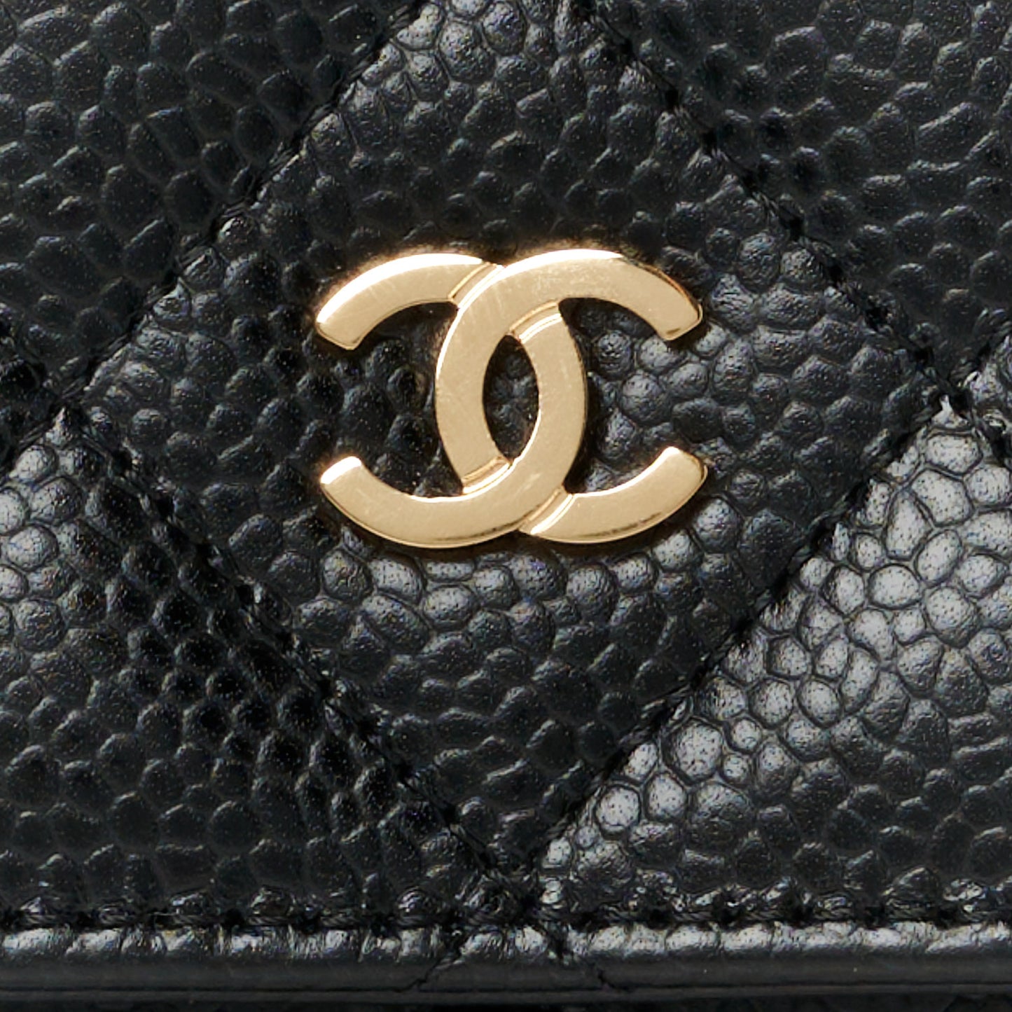 Caviar Quilted Large Gusset Flap Wallet Black