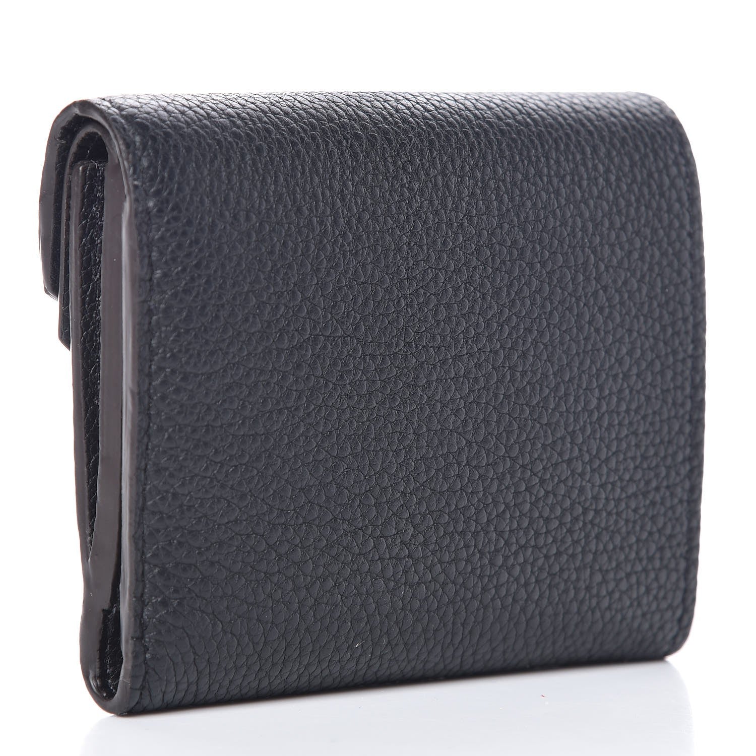 Louis Vuitton Grained Calfskin Monogram Double V Compact Wallet Black 3 of 7