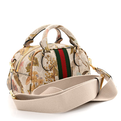 Gucci GG Supreme Monogram Water Flora Web Mini Ophidia Top Handle Bowler Bag Beige White Multicolor 3 of 9