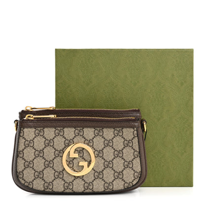Gucci GG Supreme Monogram Textured Dollar Calfskin Web Mini Blondie Crossbody Bag Beige Ebony New Acero 8 of 8