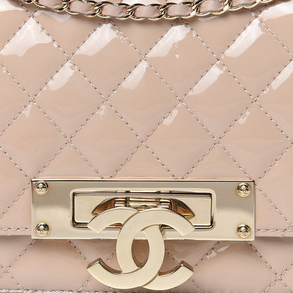 Chanel Patent Quilted Golden Class Clutch With Chain Light Beige 13 of 14