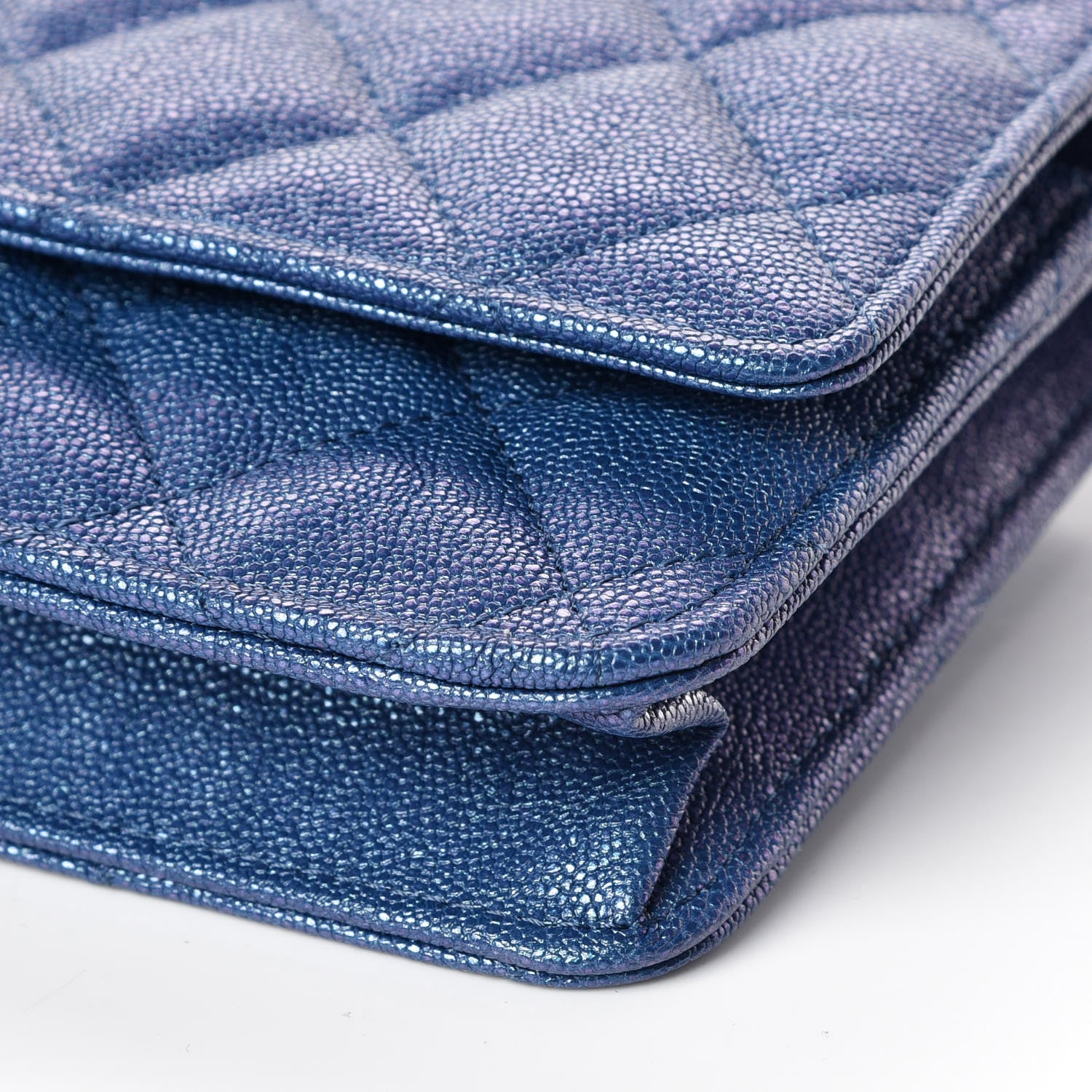 Chanel Iridescent Caviar Quilted Wallet On Chain WOC Dark Blue 6 of 11