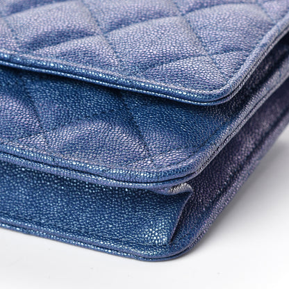 Chanel Iridescent Caviar Quilted Wallet On Chain WOC Dark Blue 6 of 11