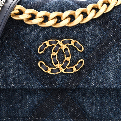 Chanel Denim Quilted Chanel 19 Flap Phone Holder With Chain Blue 8 of 10