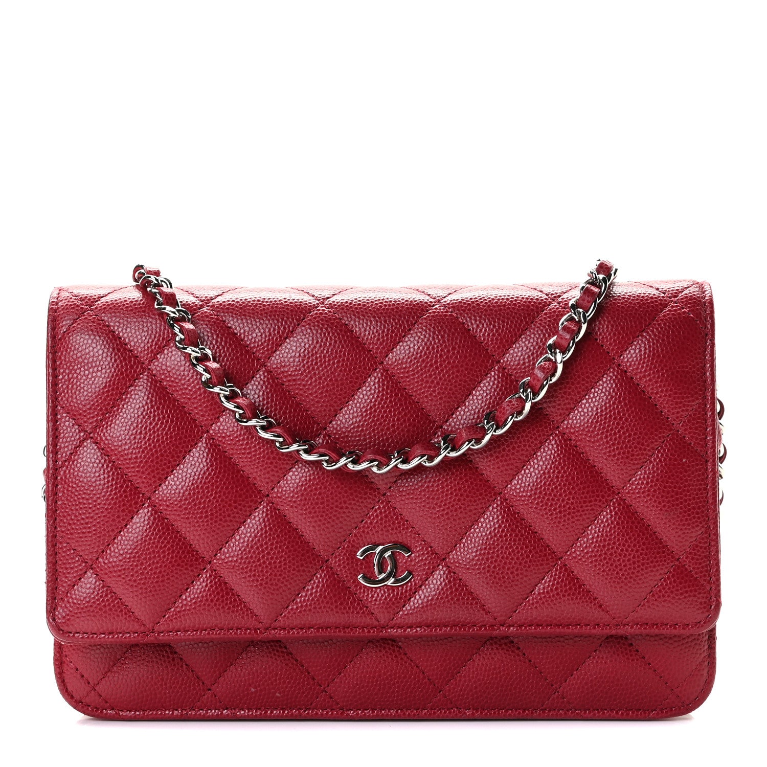 Chanel Caviar Quilted Wallet On Chain WOC Dark Red 1 of 8