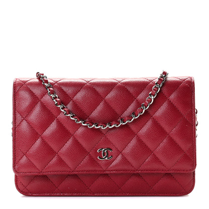 Chanel Caviar Quilted Wallet On Chain WOC Dark Red 1 of 8